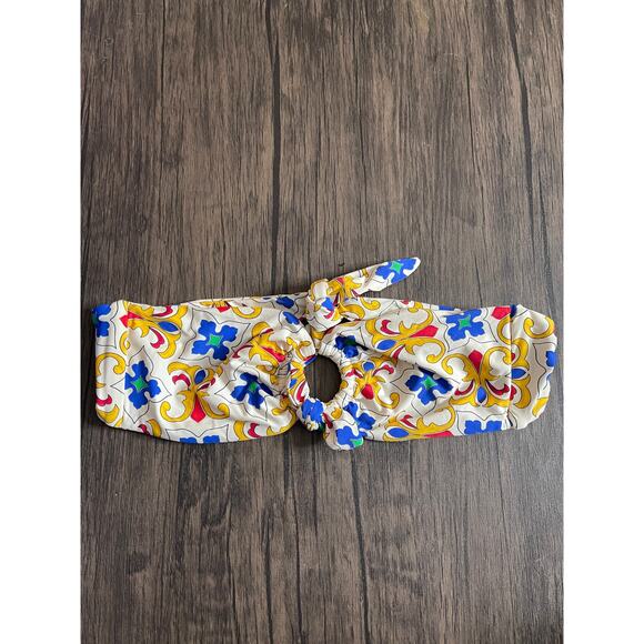 We Wore What Pearl Tile Bandeau Bikini Top Womans Small - Picture 1 of 8